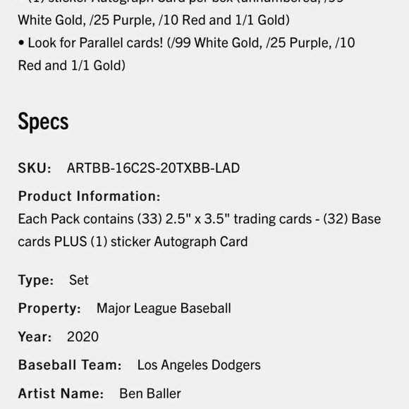 2020 Topps x Ben Baller LA Dodgers Cards World Series Champion Autograph SEALED - Picture 3 of 3